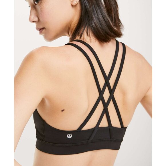 Lululemon Women's Black Special Edition Energy Bra Flocked Size 4 Athleisure - Picture 1 of 5